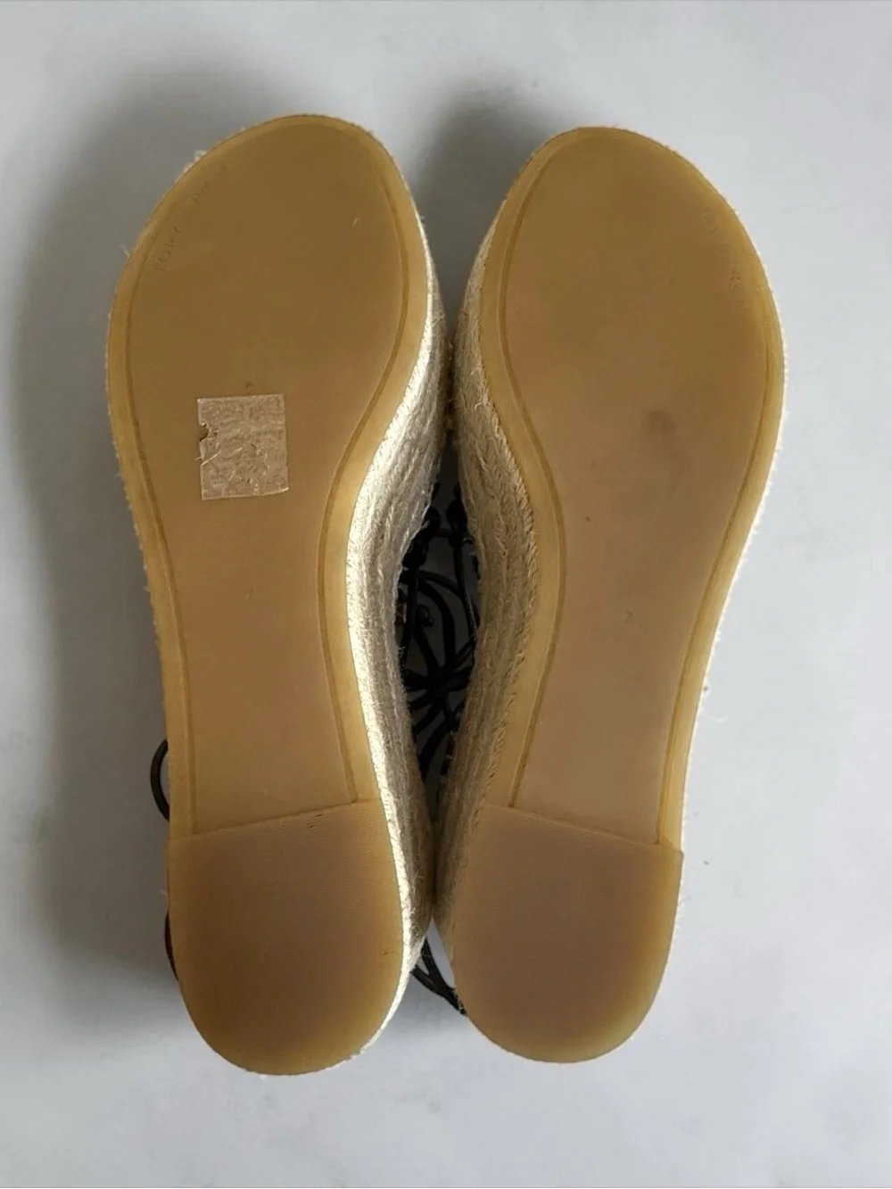 Authentic Tory Burch Black Tan Woven Platform Espadrille Sandals! Size 7 EUC!!